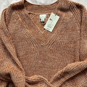 Orange V-neck sweater- new with tags